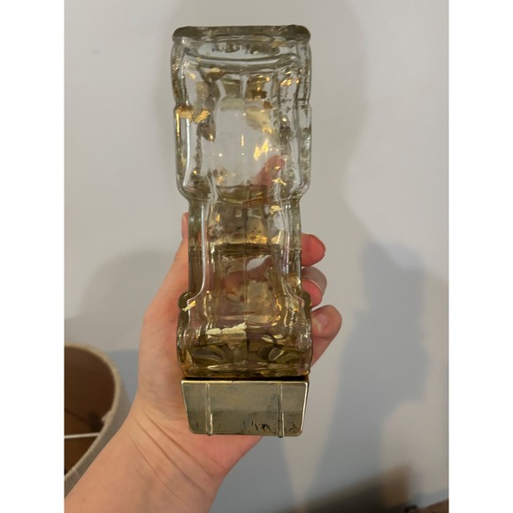 Vintage Avon Clear Glass Car Cologne Decanter Bottle Gold Accent Collectible - Picture 3 of 6